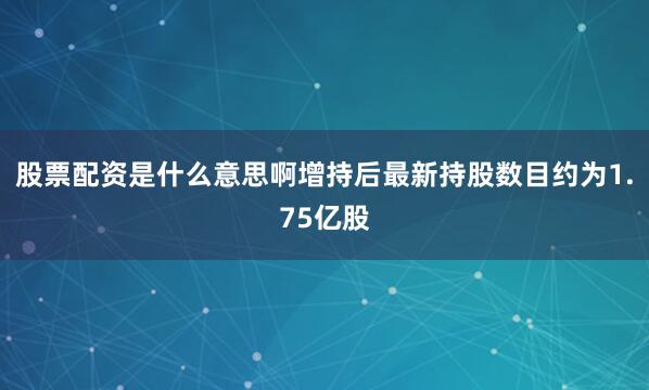 股票配资是什么意思啊增持后最新持股数目约为1.75亿股
